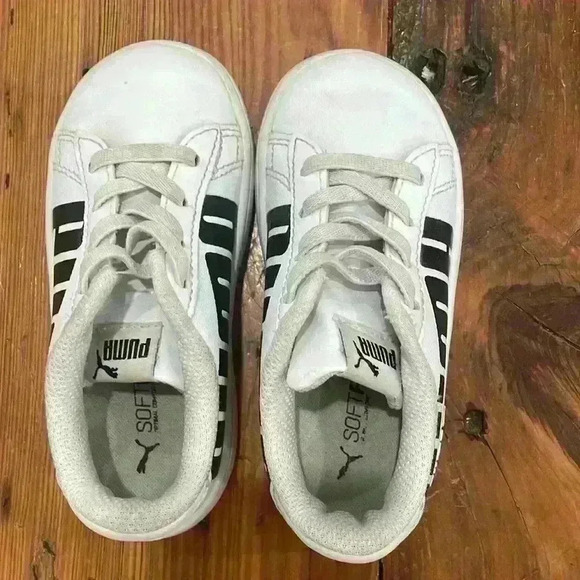 Puma soft foam optimal comfort white and black toddler sneakers size 8C shoes - Picture 5 of 8